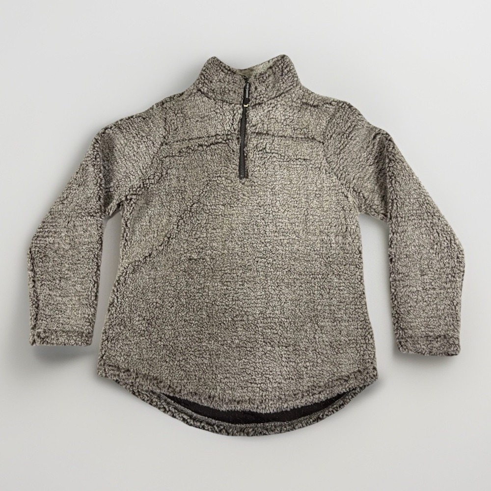 GreenTea‎ Sherpa Fleece Pullover Womens Large Brown Quarter Zip Mock Neck Cozy